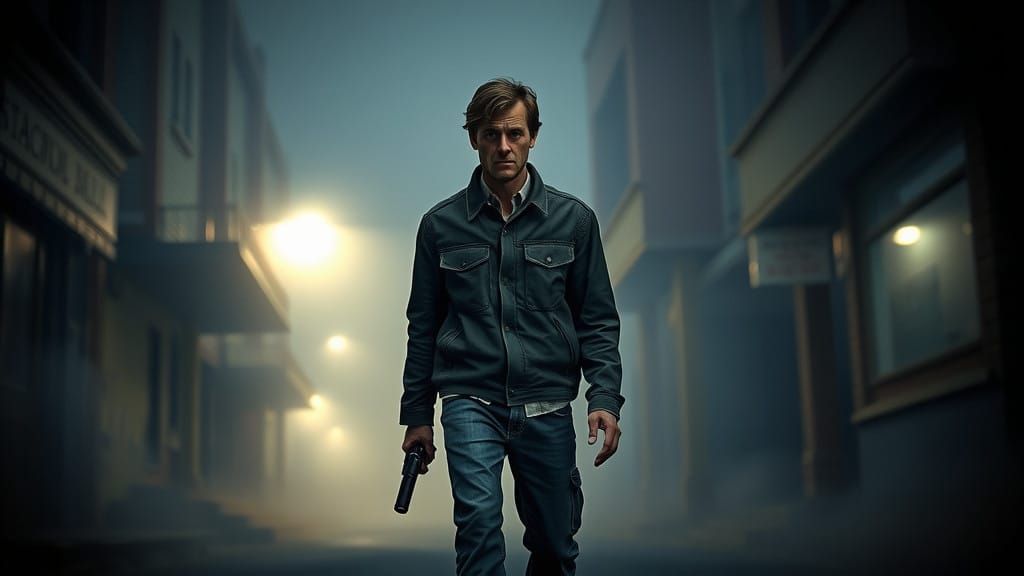 Haunted Harry Mason Searches Foggy Silent Hill Streets