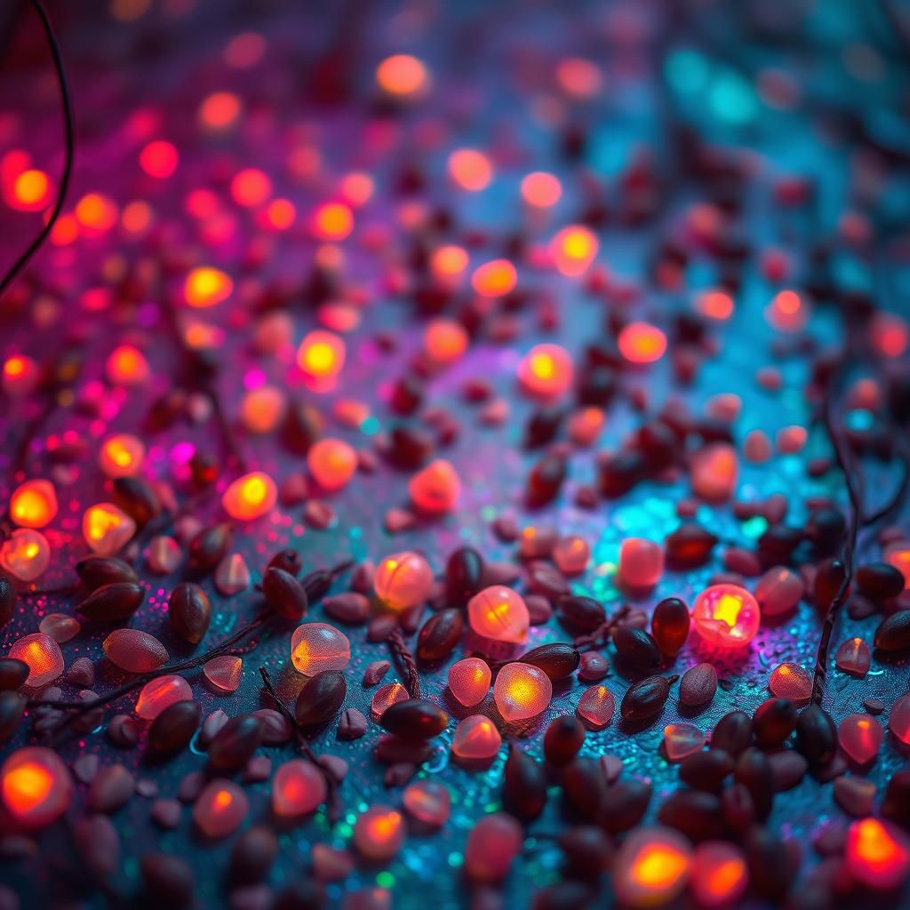 Mystical Seeds in Iridescent Forest