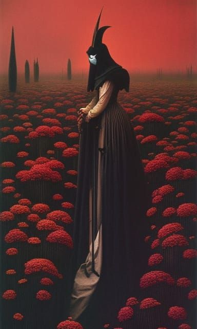 Masked Queen of Hearts in Social Realism Style