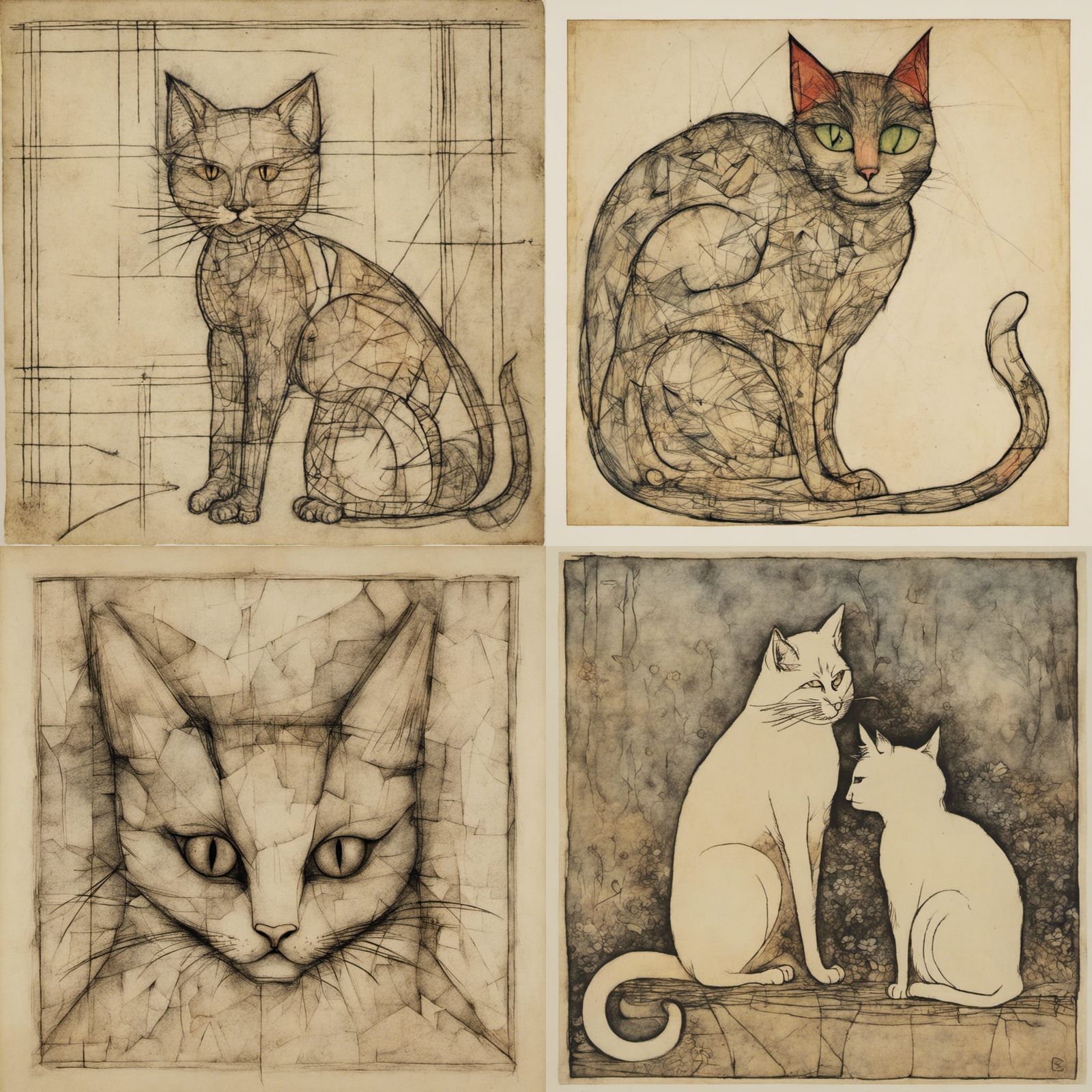 Cat Illustration Inspired by Rackham and Klee