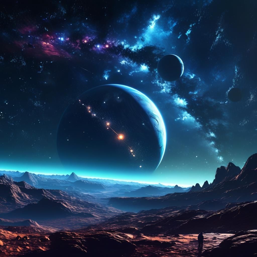 Night Sky Above Galactic Plane: Fantasy Concept Art