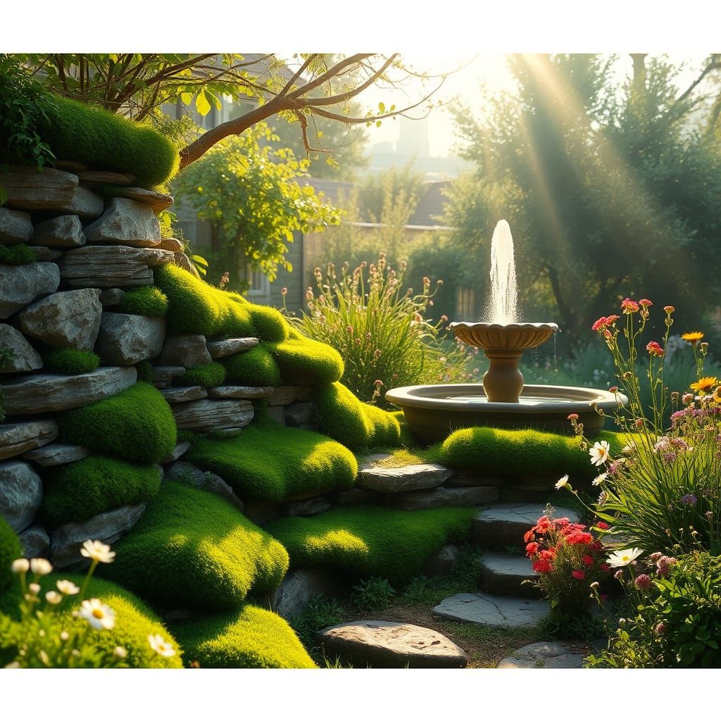 Serene Garden Scene in Soft Focus Light