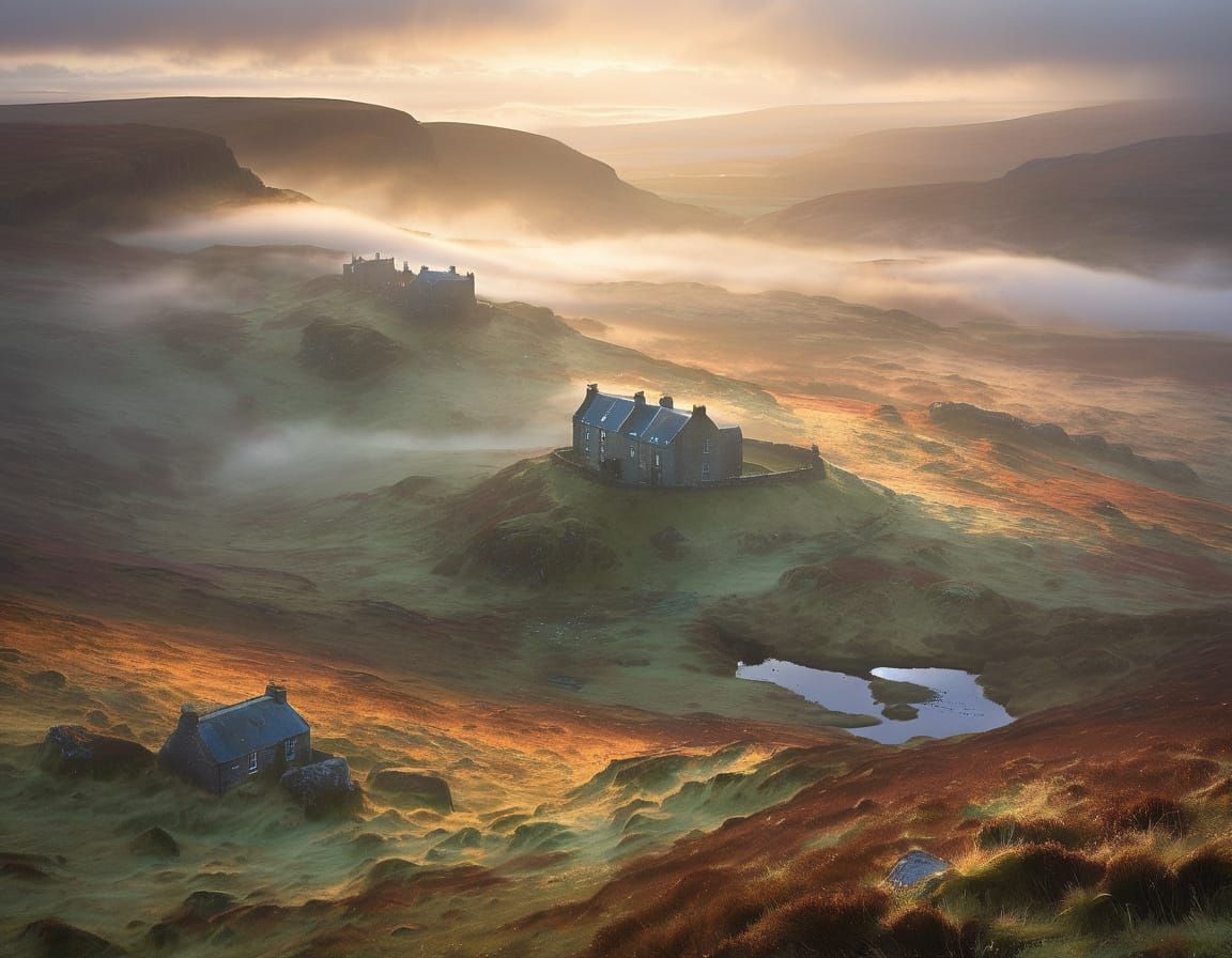 Mystical Scottish Moorland at Dawn