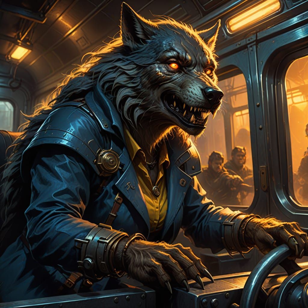Sci-Fi Werewolf Engineer Concept Art