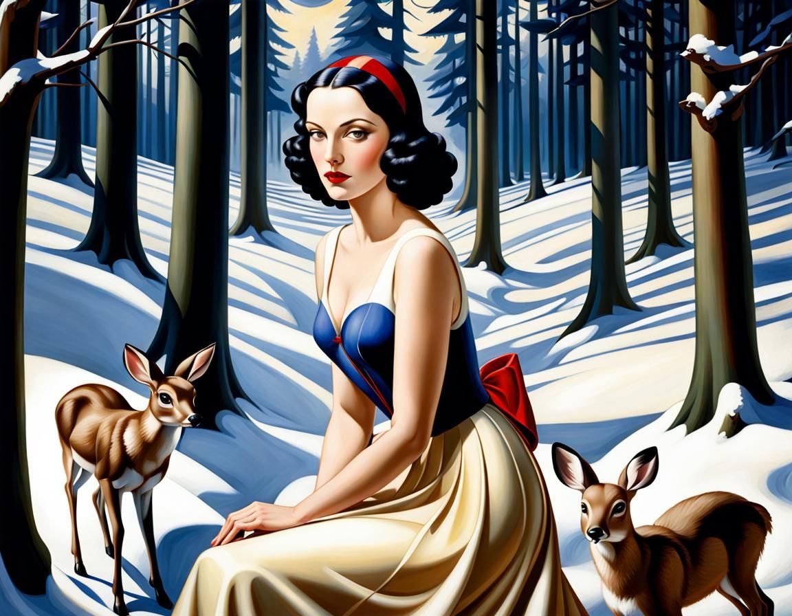 Snow White Portrait in Art Deco Style