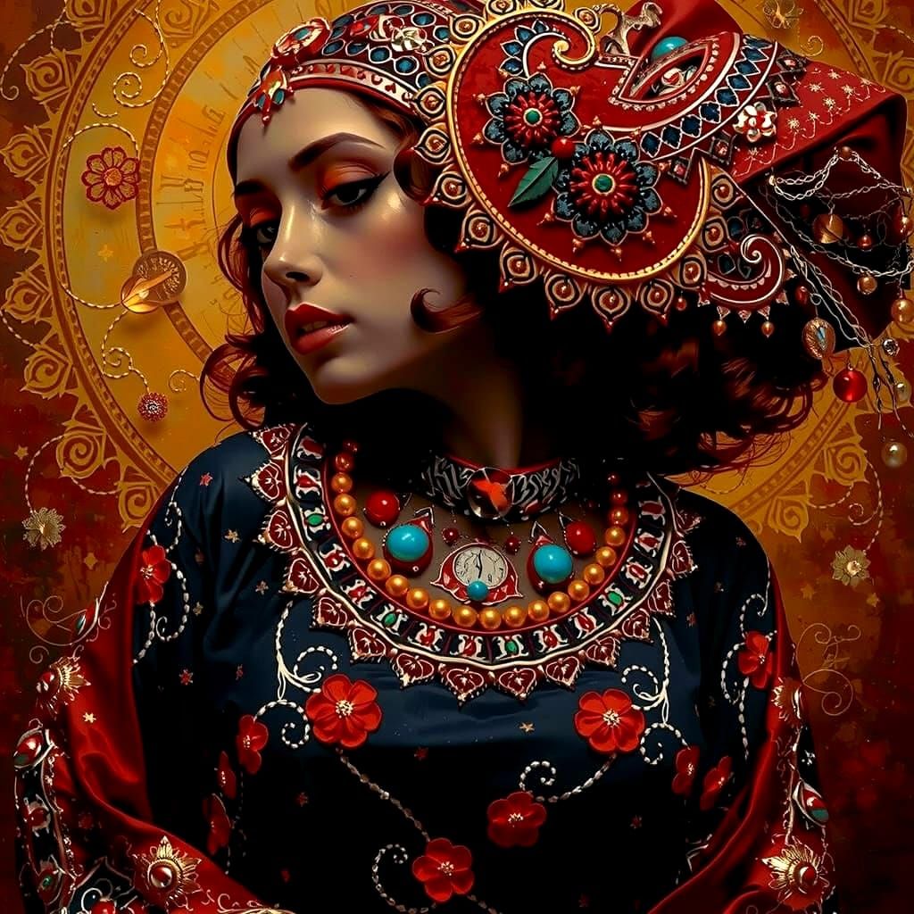 Detailed Fractal Design in Art Nouveau Style