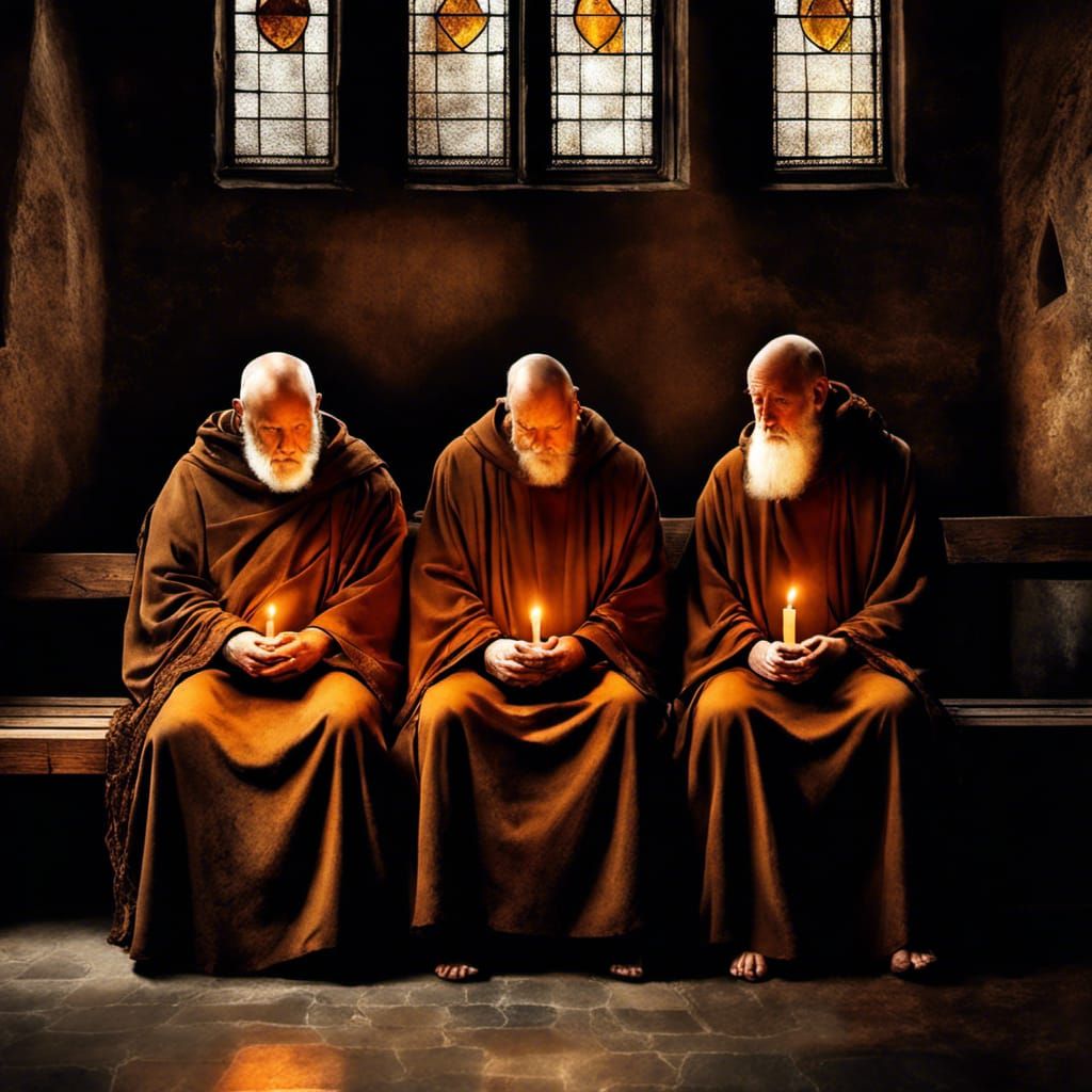 Monks in Alcohol Ink Style by Katia Chausheva