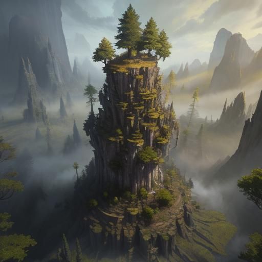 Stacked Trees on Chest in Detailed Matte Painting