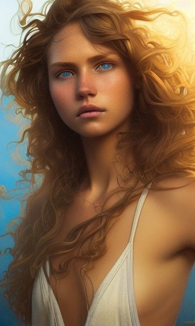 Attractive Surfer Girl Portrait in Hyperrealistic Style