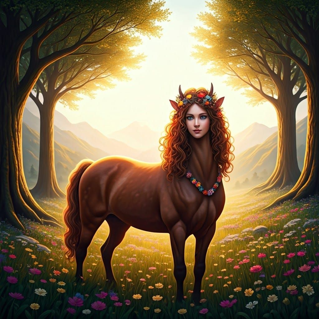 Chibi Centaur in Dreamy Fantasy Landscape