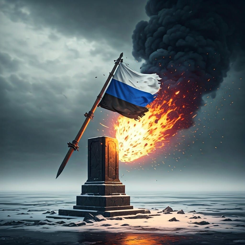 Tricolor Flag Crumbles in Winter Ruin