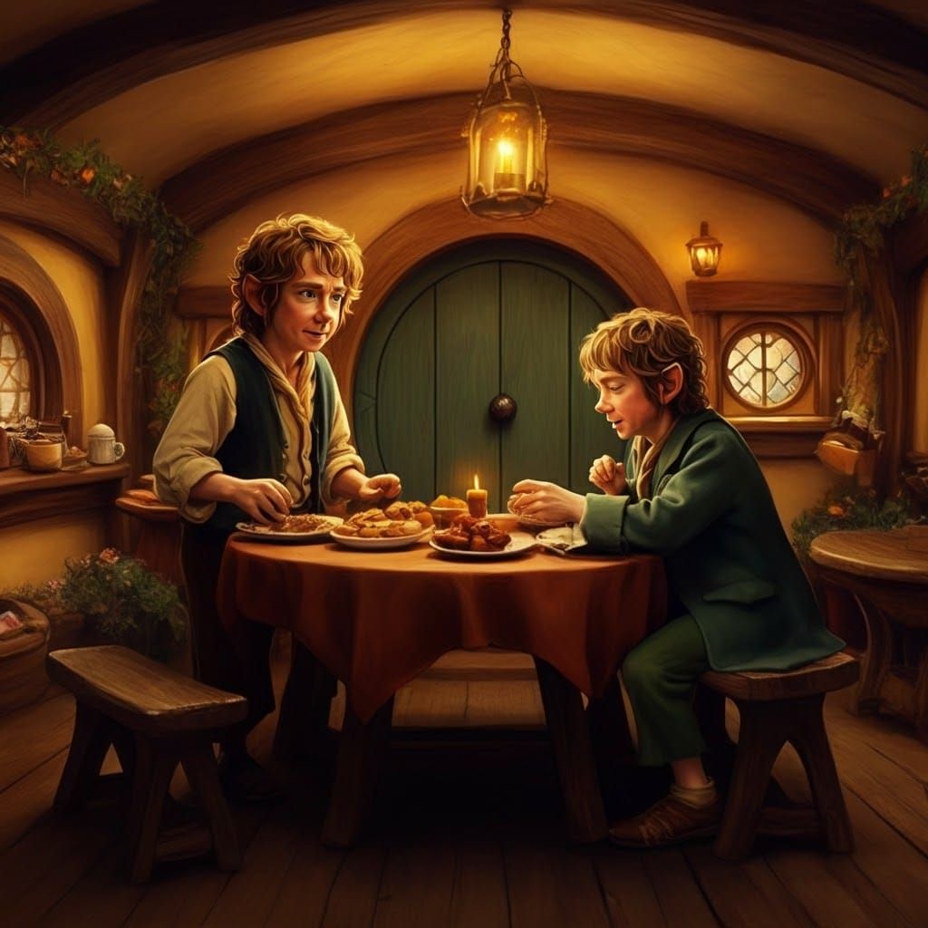 Bilbo's Birthday in the Shire, John Howe Style