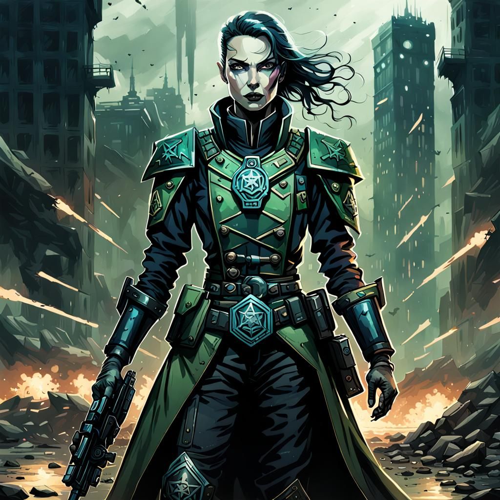 Eldritch Dystopian Woman General: Signature Art
