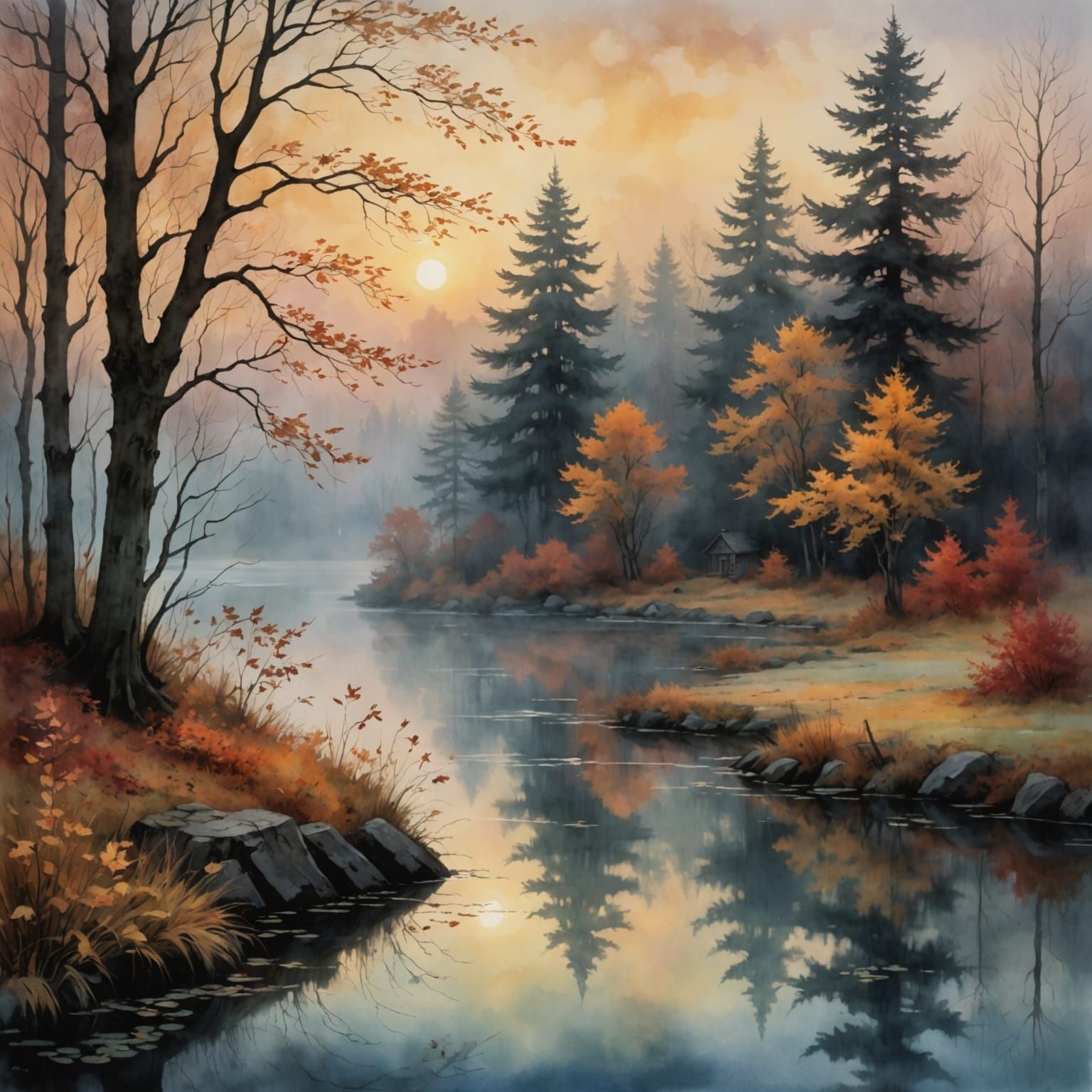 Autumn Morning by the river