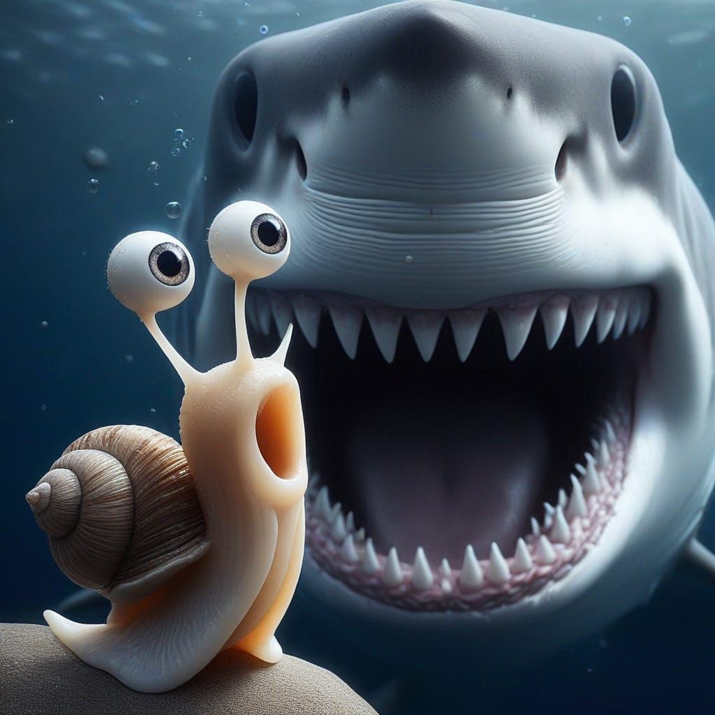 Sea Snail's Perilous Encounter with Great White Shark
