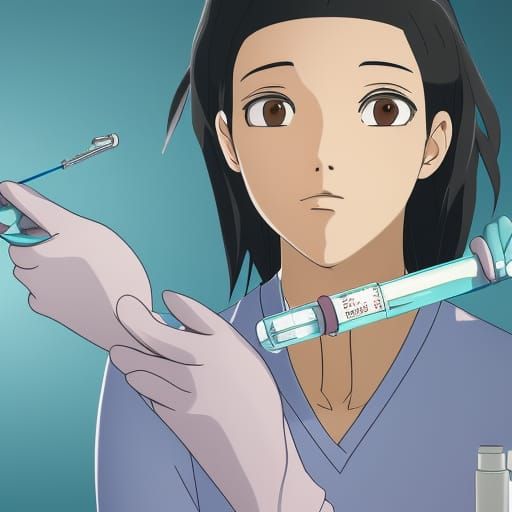Dentist with Syringe in Anime Style