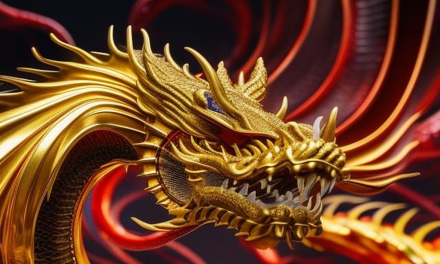 Armored Dragon with Swirling Flames