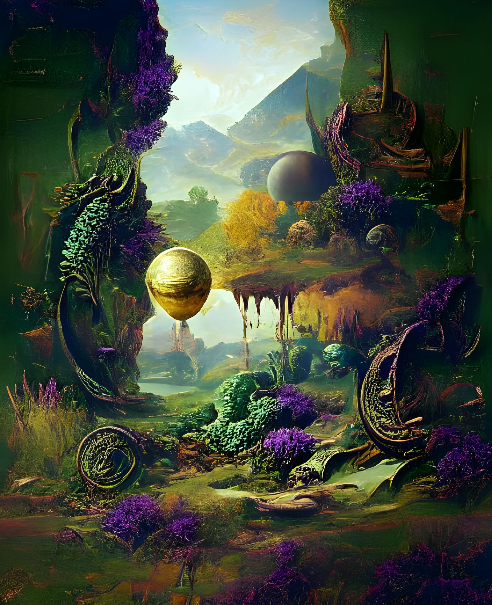 Alien Fractal Landscape in Oil on Canvas