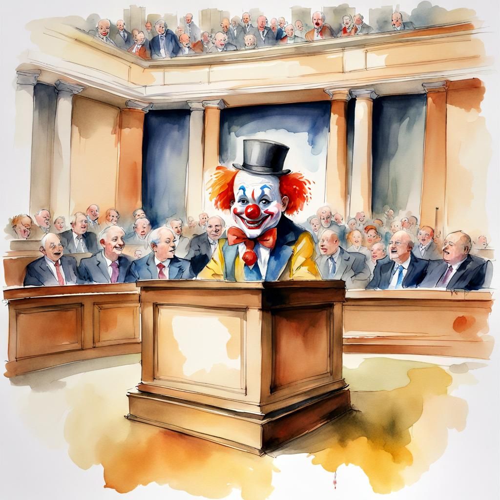 A clown parliament - every clown has his own costume.