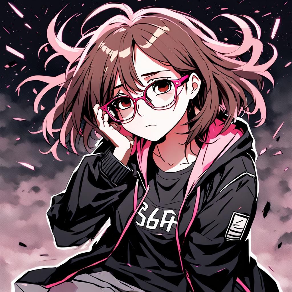 Anime Girl Falling into Darkness: Lofi Sketch