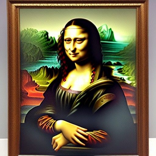 Mona Lisa with Beagle Head: Oil Painting