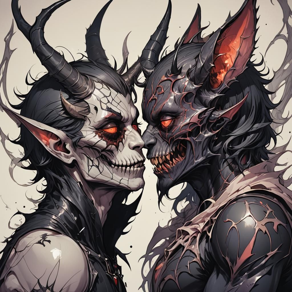 Gay Spider and Cat Demons Kissing