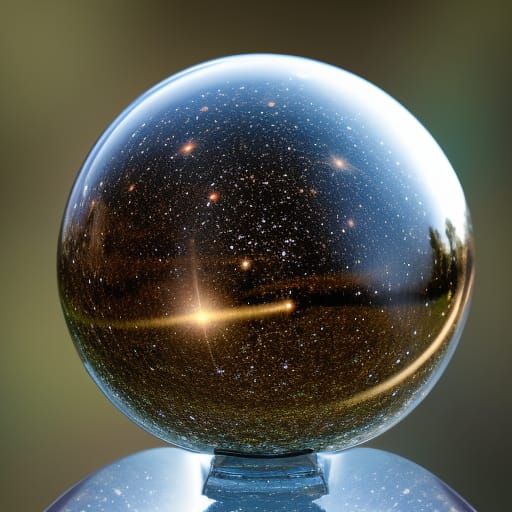 Starry Sky Reflected on Glass Sphere