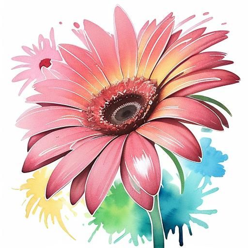 Gerbera Flower: Watercolour Graffiti Art