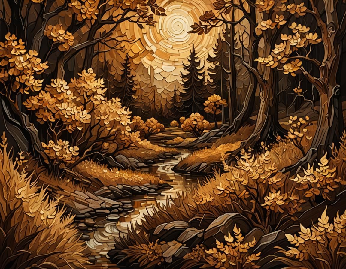 Abstract Brown Monochrome Digital Painting in 4K