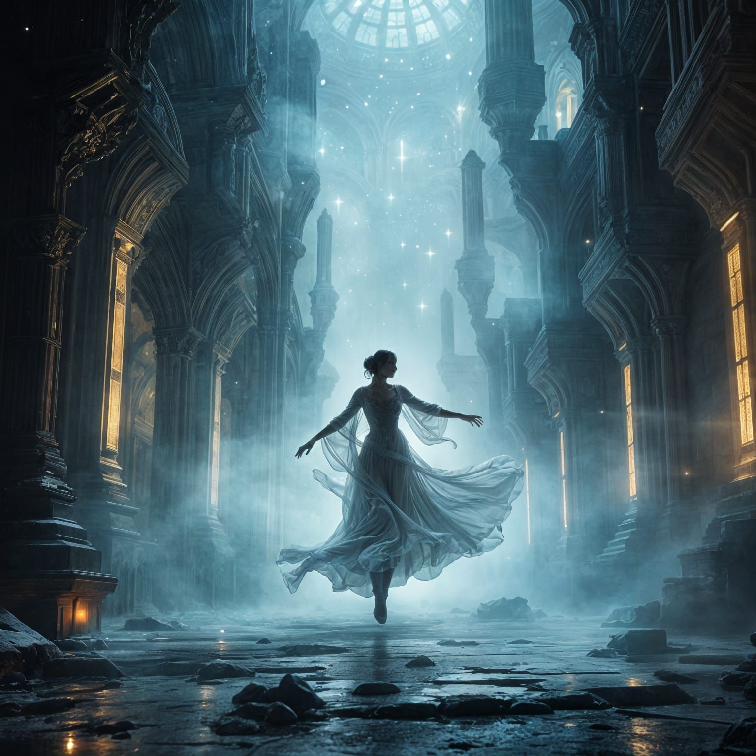Spectral Dancer in Cathedral of Mist and Starlight