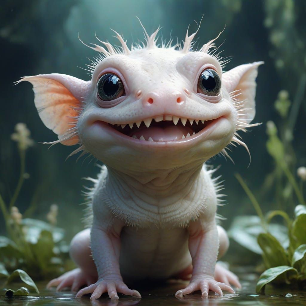 Whimsical Axolotls in Vibrant Digital Art