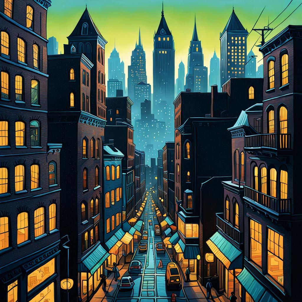 Cityscape in Eric Drooker Style