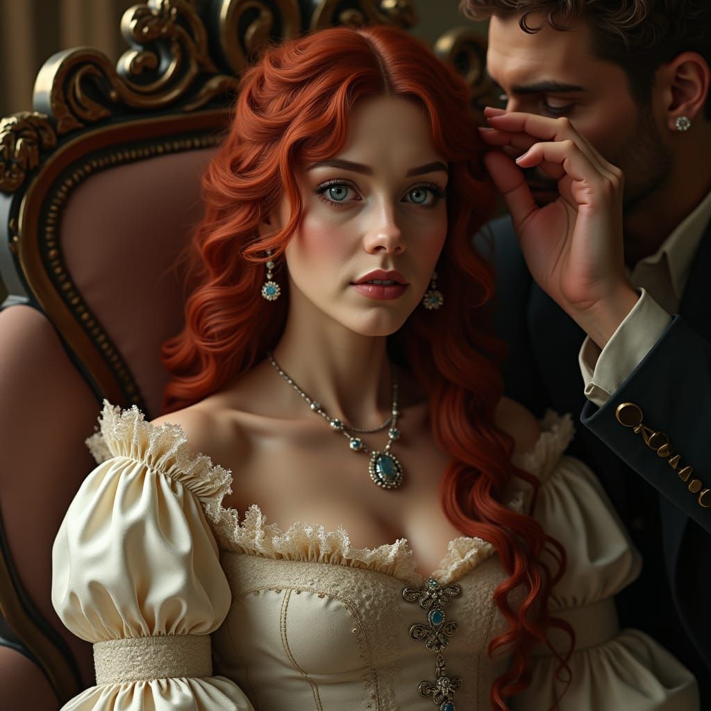 Elegant Lady in Baroque Art Nouveau Style