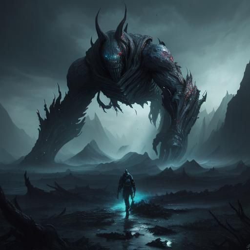 Void Figure with Vortex Body in Dark Fantasy Art