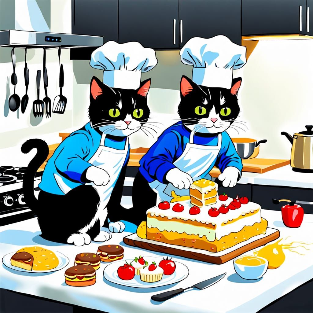 Whimsical Cats Enjoy Baking Sweet Treats