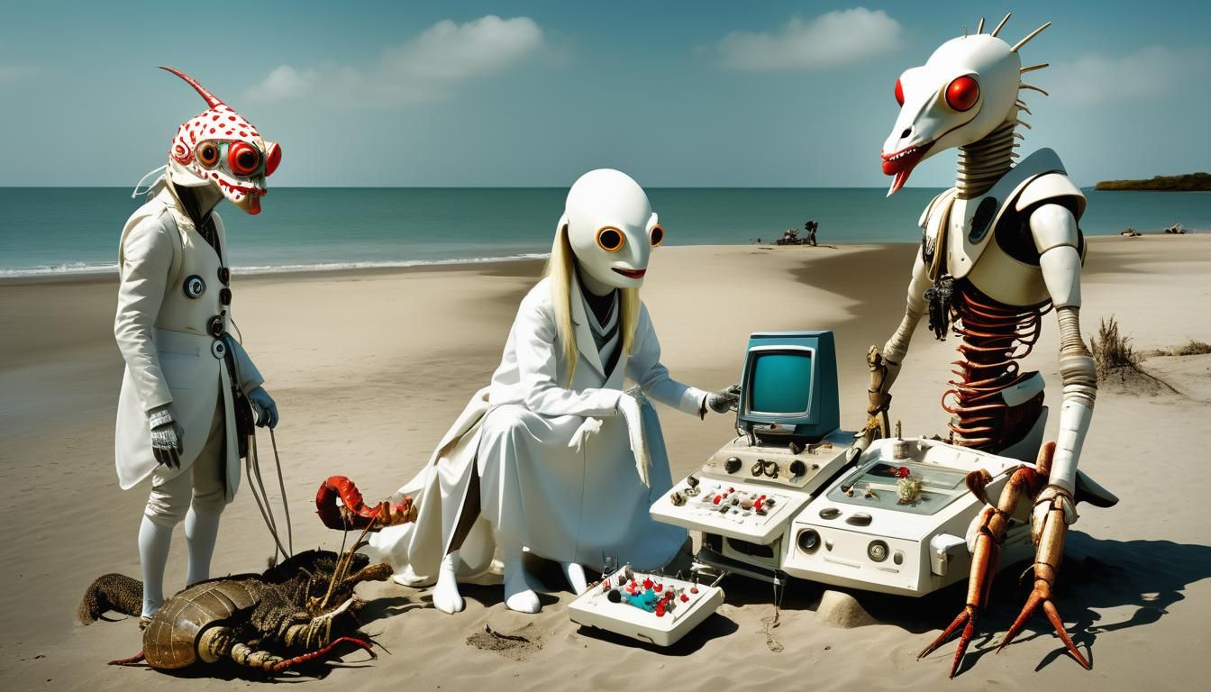 Albino Cryptid Surgeons' Surreal Beach Game as Psychedelic C...