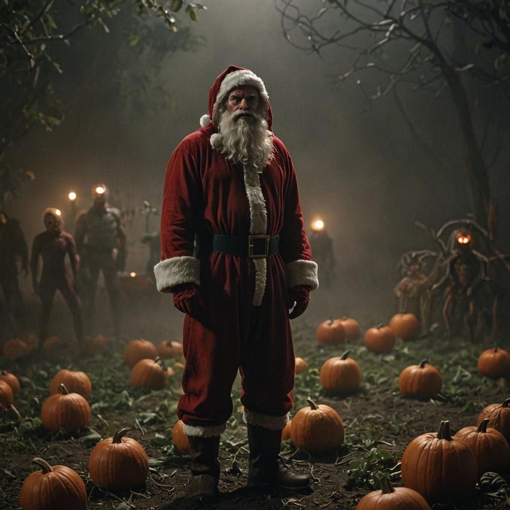 Santa Claus as Spider-Man in Halloween Film Still