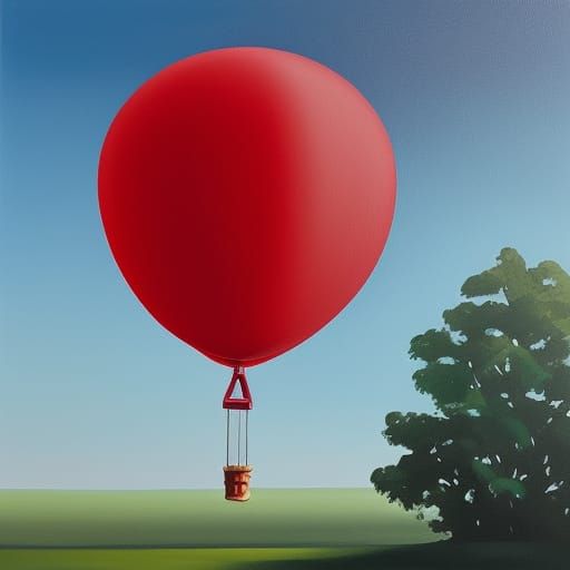 Red Balloon: Detailed Gouache Painting