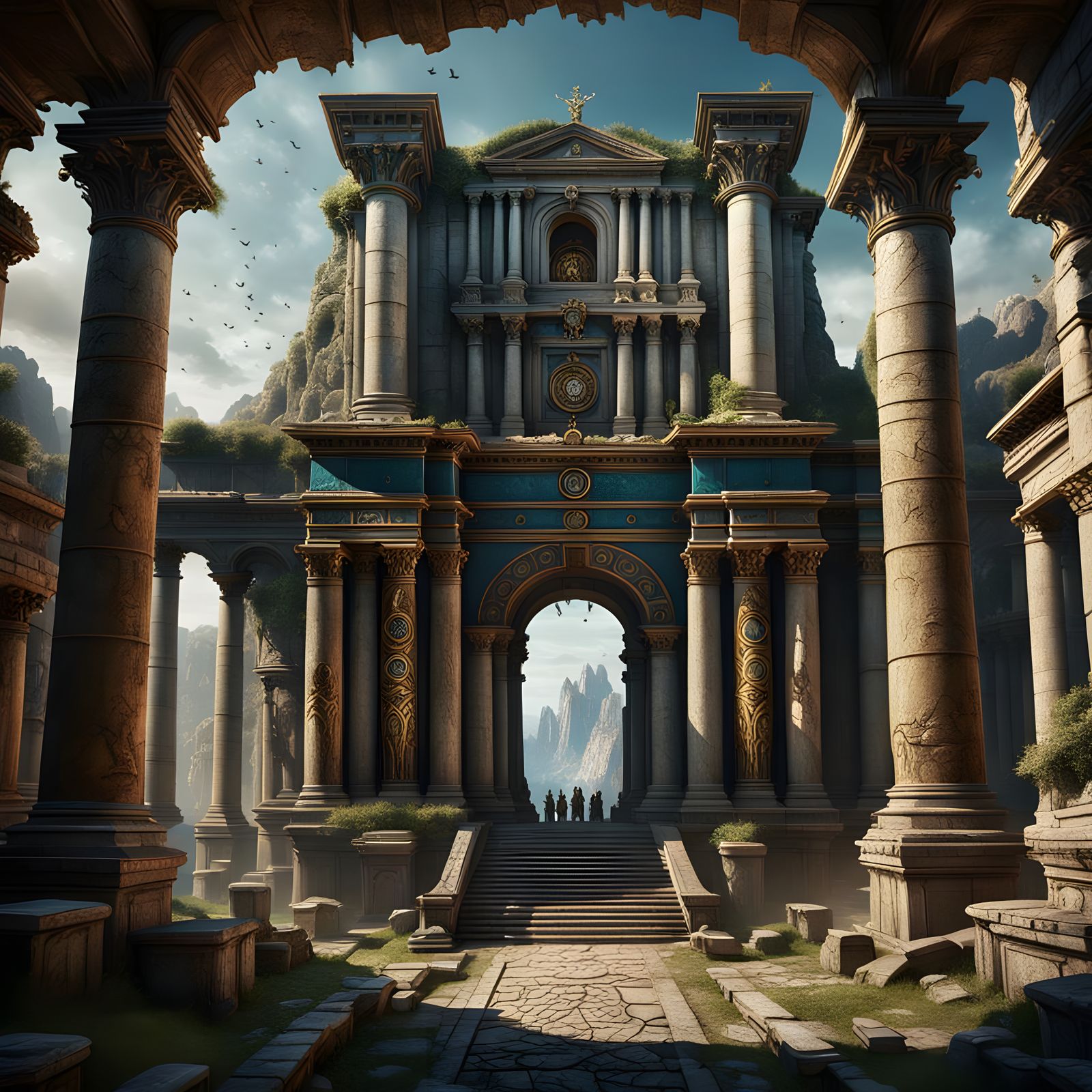 Ancient Roman Temple in Vibrant, Fantastical Detail