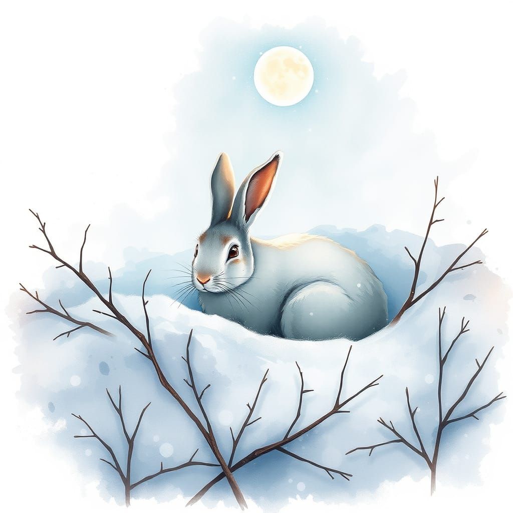 Surreal Arctic Hare Blends Traditional and Digital Art