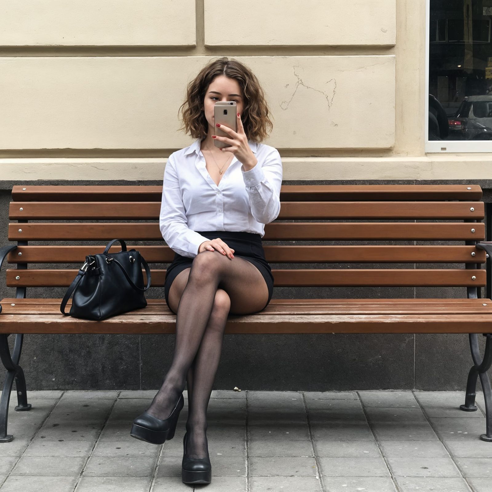 Candid Street Photo of Woman on Park Bench