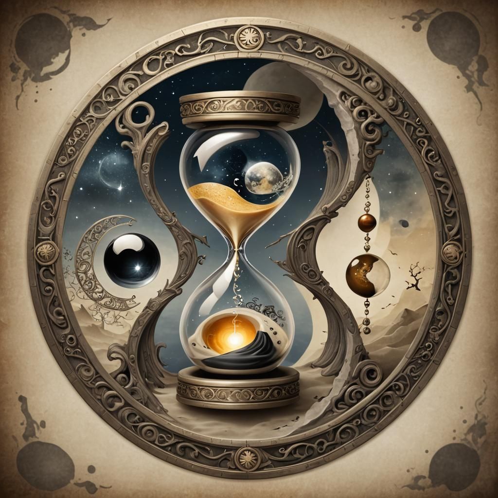 Yin Yang Hourglass in Fantasy Art Style