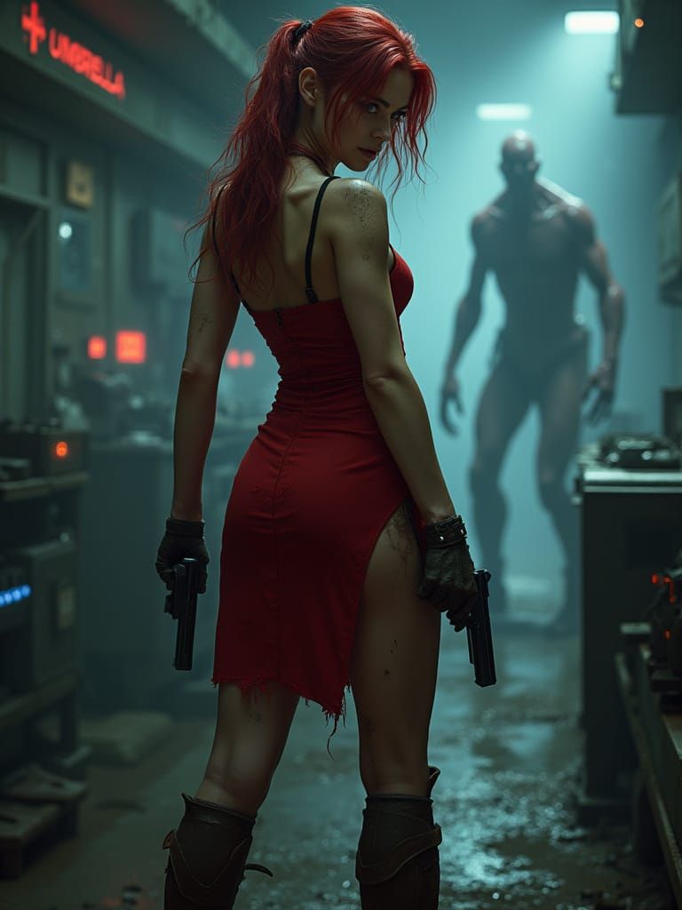 Fierce Red-Haired Warrior Defies Dystopian Horror