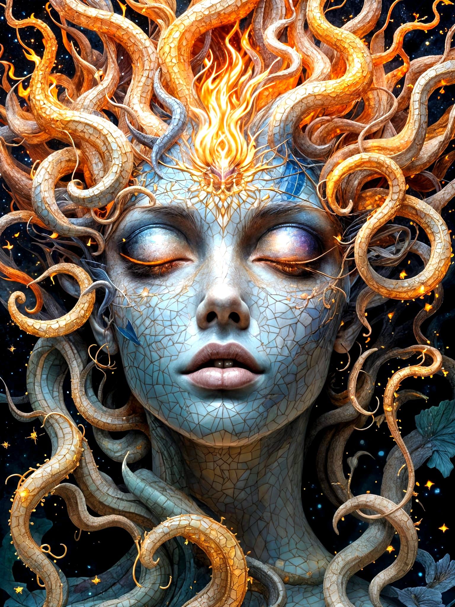 Ethereal Fantasy Portrait in Hyper-Detailed Stained Glass St...