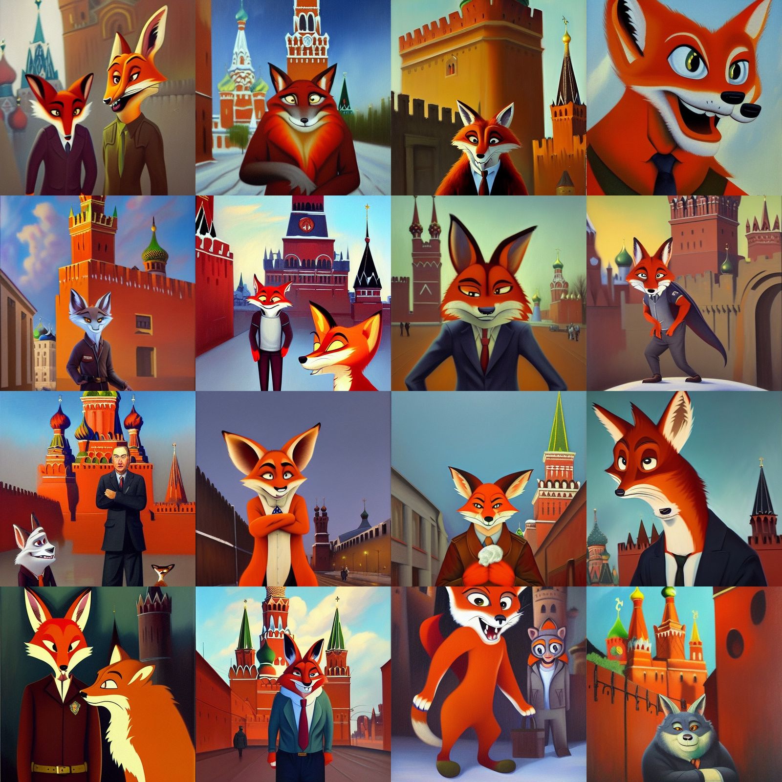 Zootopia Fox as Soviet Dictator, Realist Oil Painting