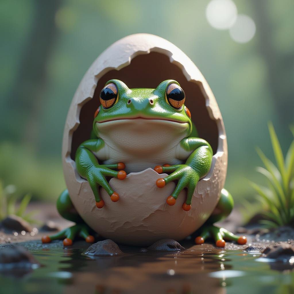 Fantastical Frog-Egg Hybrid: Detailed Matte Painting