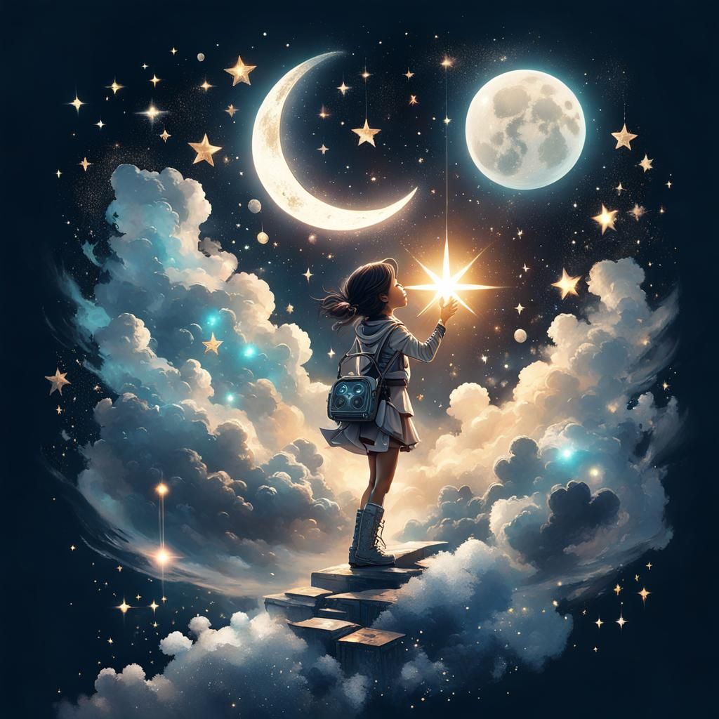 Girl Amongst Stars: Dreamworld in Cyberpunk Style