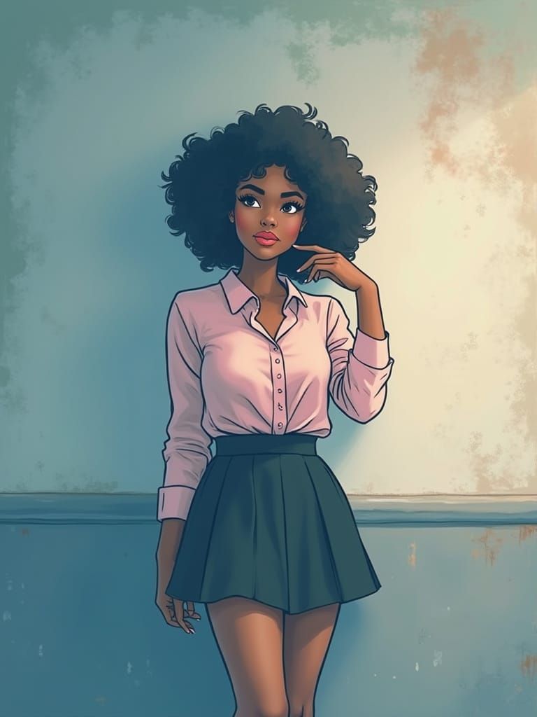 Pretty Black Woman in Comics Style
