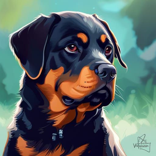 Rottweiler Puppy Portrait on Hiking Trail