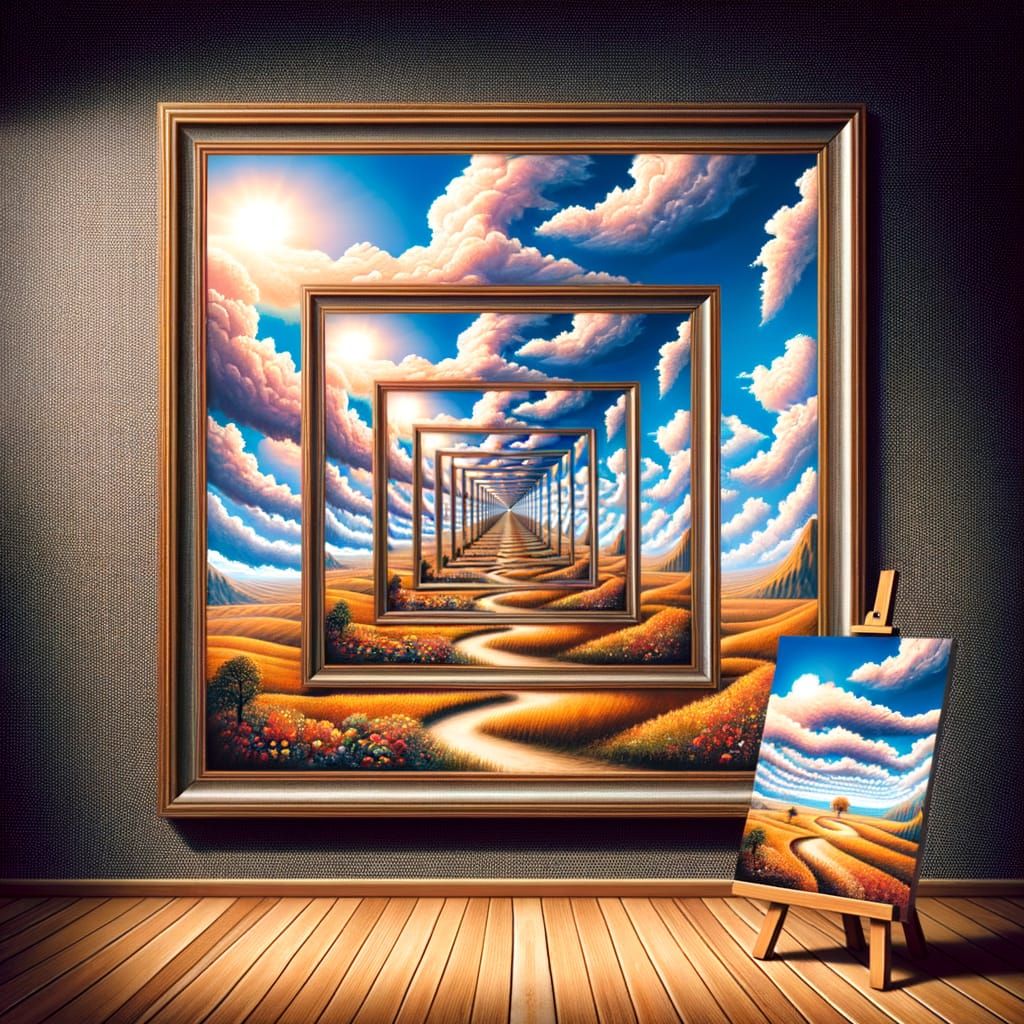 Recursive Optical Illusion of Infinite Scenery